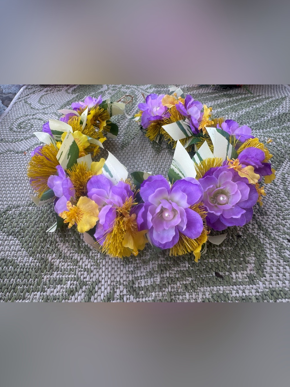 Floral Purple & Yellow Hair Crown - Women's Hair Accessory